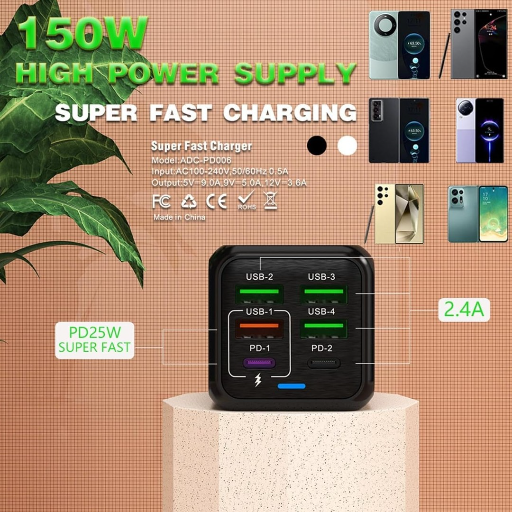 Зарядное устройство Super Fast Charger 150W (4 USB +2 Type-C PD+QC3.0) view-2