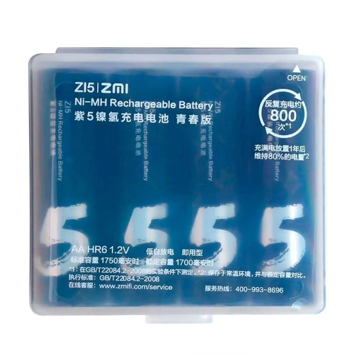 Аккумуляторные батарейки Ni-MH Xiaomi ZMI типа AA 1700 в пластиковом чехле view-2