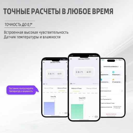 Умный беспроводной датчик температуры и влажности, Zigbee (круглый) view-2