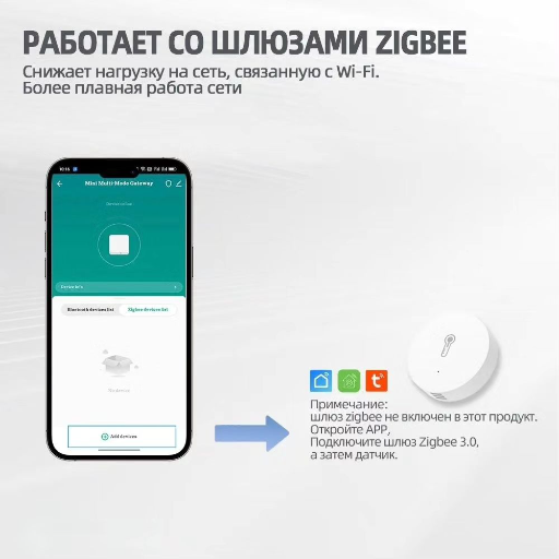 Умный беспроводной датчик температуры и влажности, Zigbee (круглый) view-4