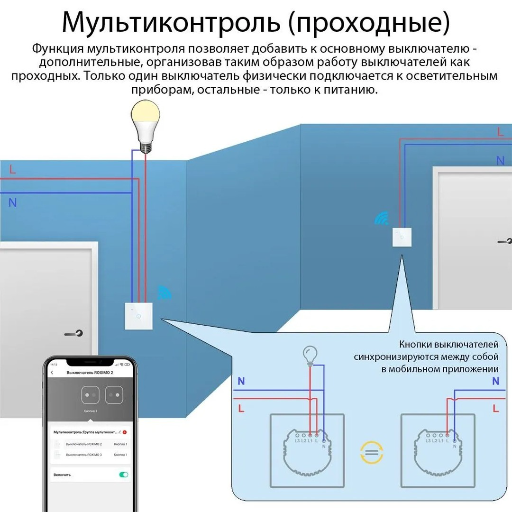 Умный одноклавишный выключатель, WiFi+Bluetooth view-6