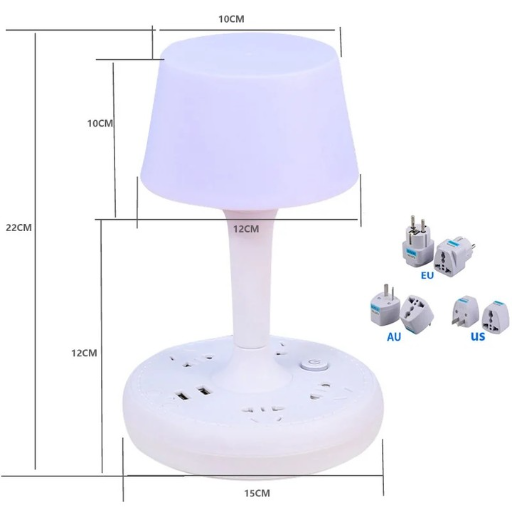 Ночник (светильник) с 2 USB портами и универсальными розетками и подставкой для телефона view-7