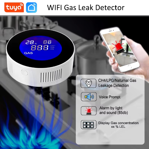 Датчик природного газа (метана, пропана, бутана) с экраном, Wifi view-4