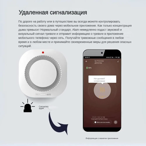 Умный датчик / детектор дыма, Zigbee view-10