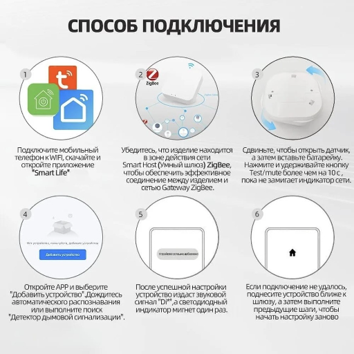 Умный датчик / детектор дыма, Zigbee view-9